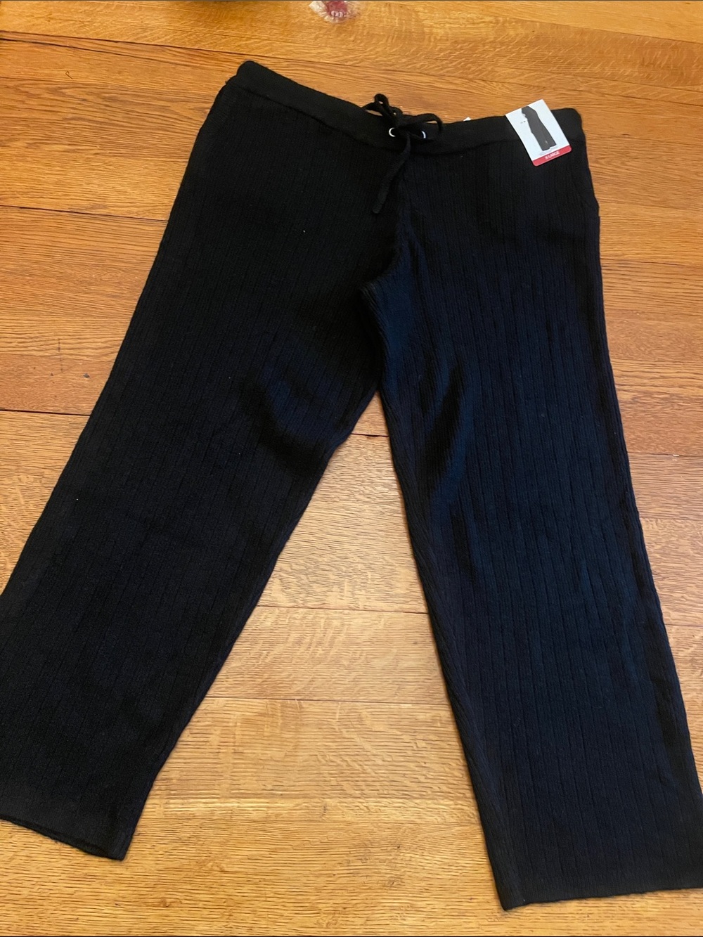 DKNY Black Ribbed Drawstring Jogger Pants